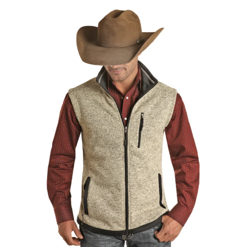 Powder River Outfitters Men's Knit Melange Natural Vest DM98C01485-12