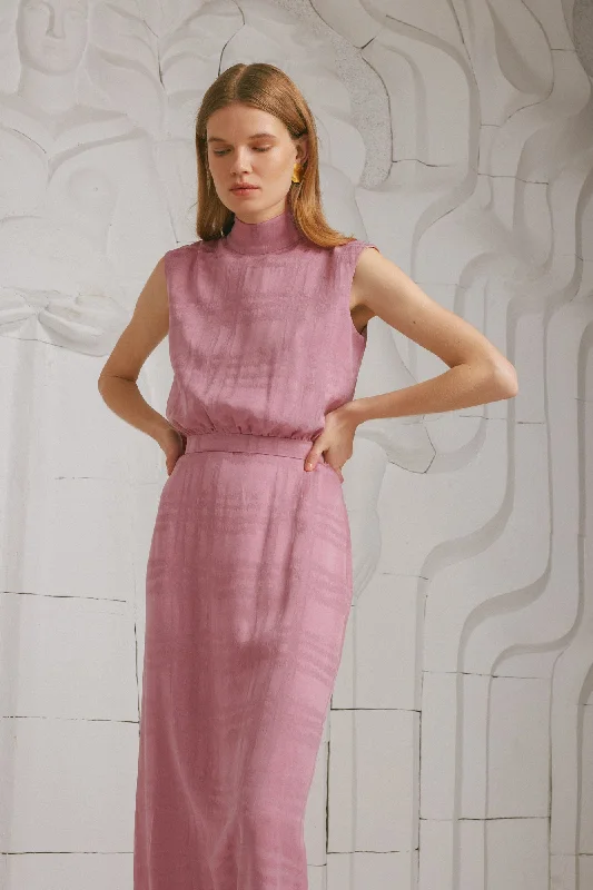 BLANCA lavender pink turtleneck midi dress