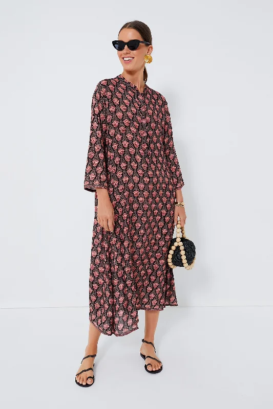 Black Tulip Print Kamari Block Isobel Dress