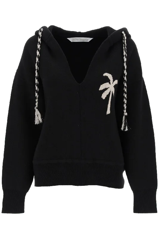 Palm Knitted Hoodie  - Black