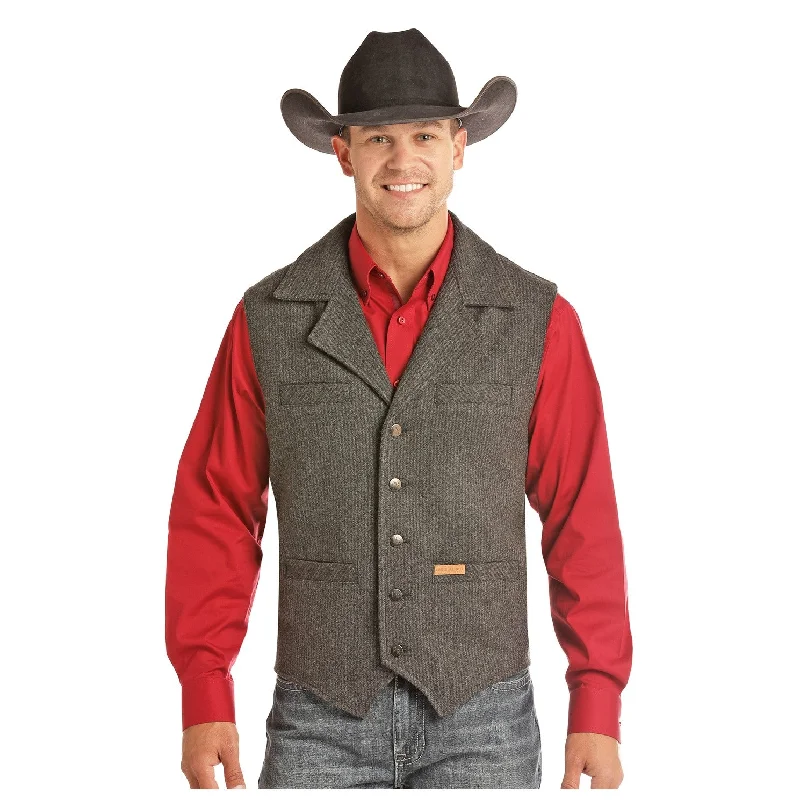 Powder River Outfitters Men's Wool Charcoal Heather Stripe Vest 98-2634