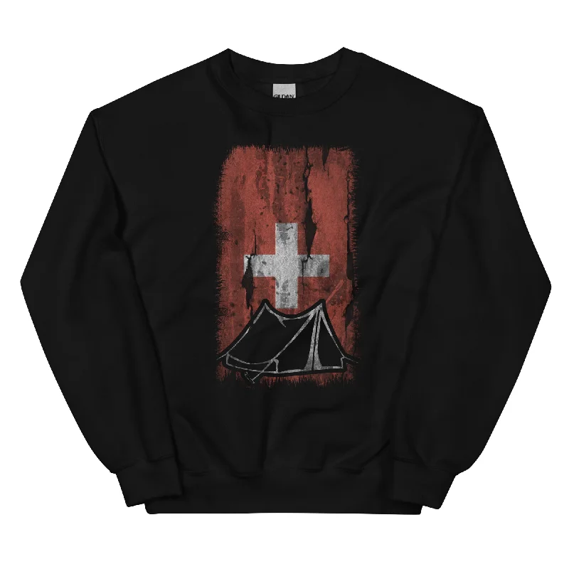 Schweizer Flagge 1 und Camping - Sweatshirt (Unisex)