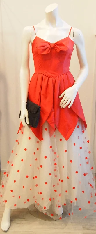 Red ribbon tulip edge and polka dot skirt