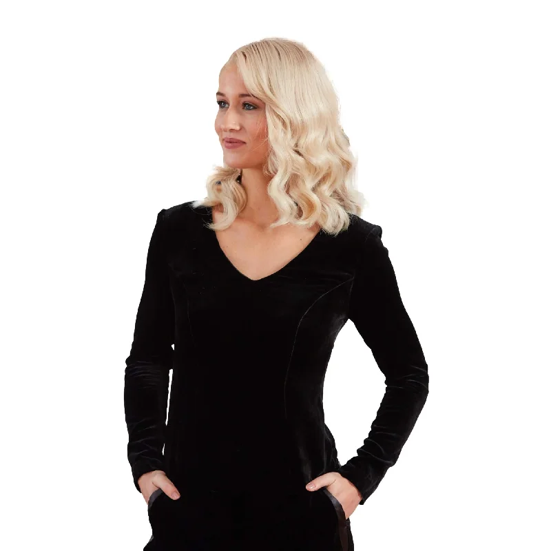 J. Peterman Women's Fitted Blouse - Not-A-Jumpsuit Velvet Blouse - Black