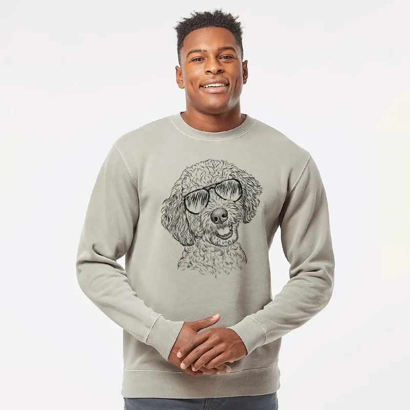 Aviator Gizmo the Goldendoodle - Unisex Pigment Dyed Crew Sweatshirt