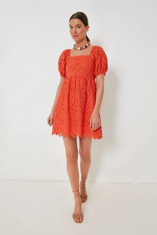 Orange Eyelet Clara Mini Dress