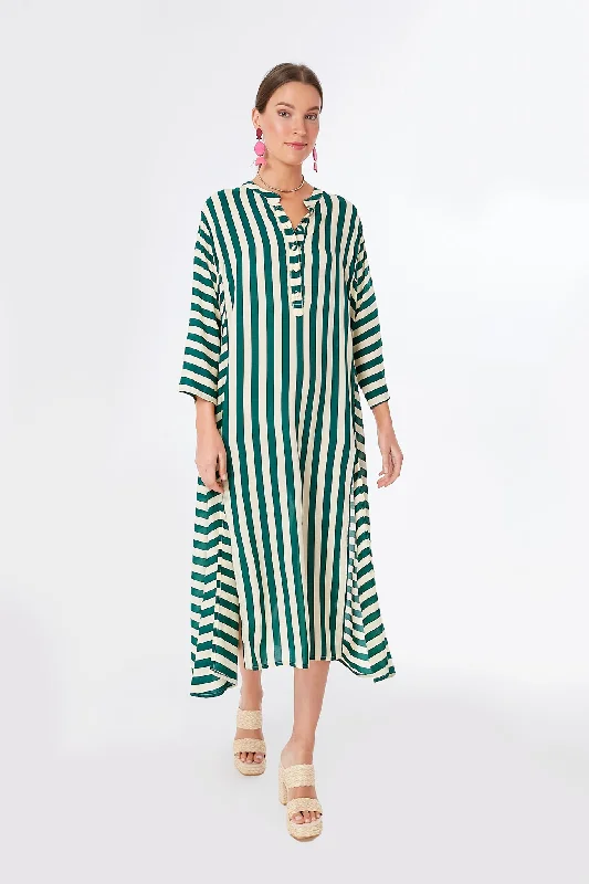 Ivory and Green Stripe Isobel Dress