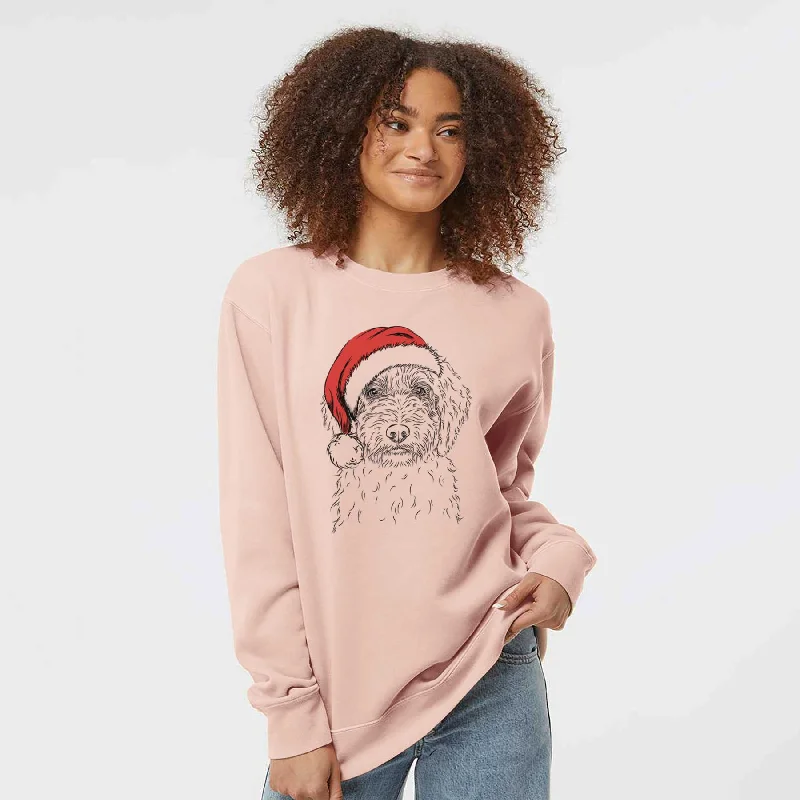 Santa Teddy the Labradoodle - Unisex Pigment Dyed Crew Sweatshirt