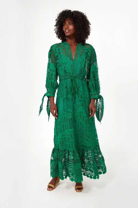 Green Morada Boa Guipure Dress