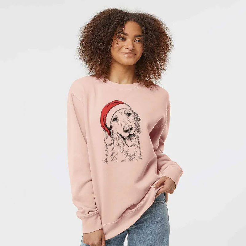 Santa Shelby the Golden Retriever - Unisex Pigment Dyed Crew Sweatshirt