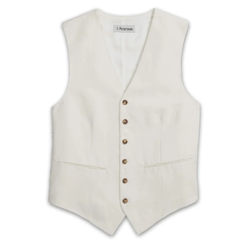 J. Peterman Men's Classic Fit Silk & Linen Vest in Cream