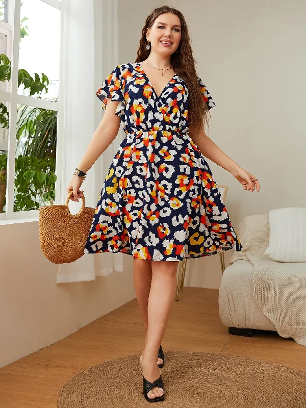 "Crazy Leopard" Flutter Sleeve Dress