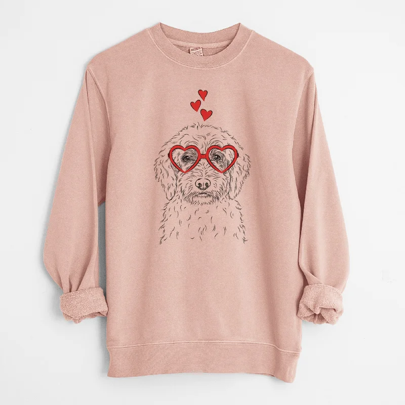 Valentine Teddy the Labradoodle - Unisex Pigment Dyed Crew Sweatshirt