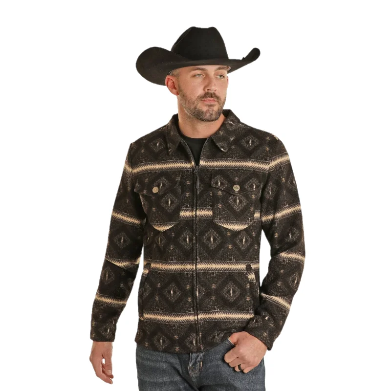 Powder River Outfitters Men's Aztec Print Berber Charcoal Jacket DM92C01491